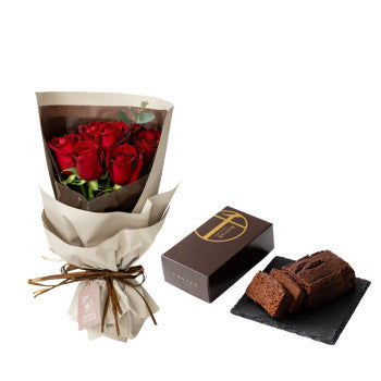 ホシファーム フリルブーケ ルージュ8本&銀座千疋屋 銀座チョコパウンドケーキ