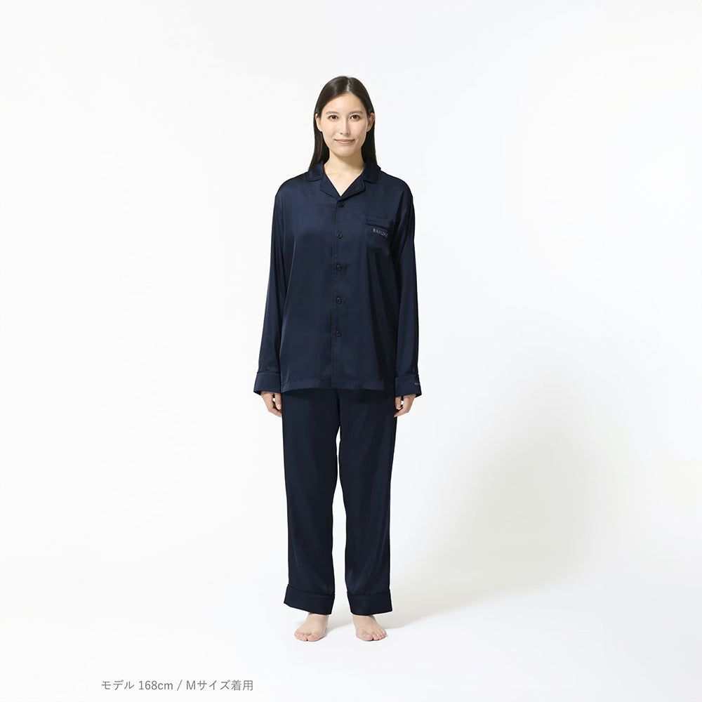 【母の日カード】 リカバリーウェア BAKUNE パジャマサテン上下(Unisex) ネイビーM