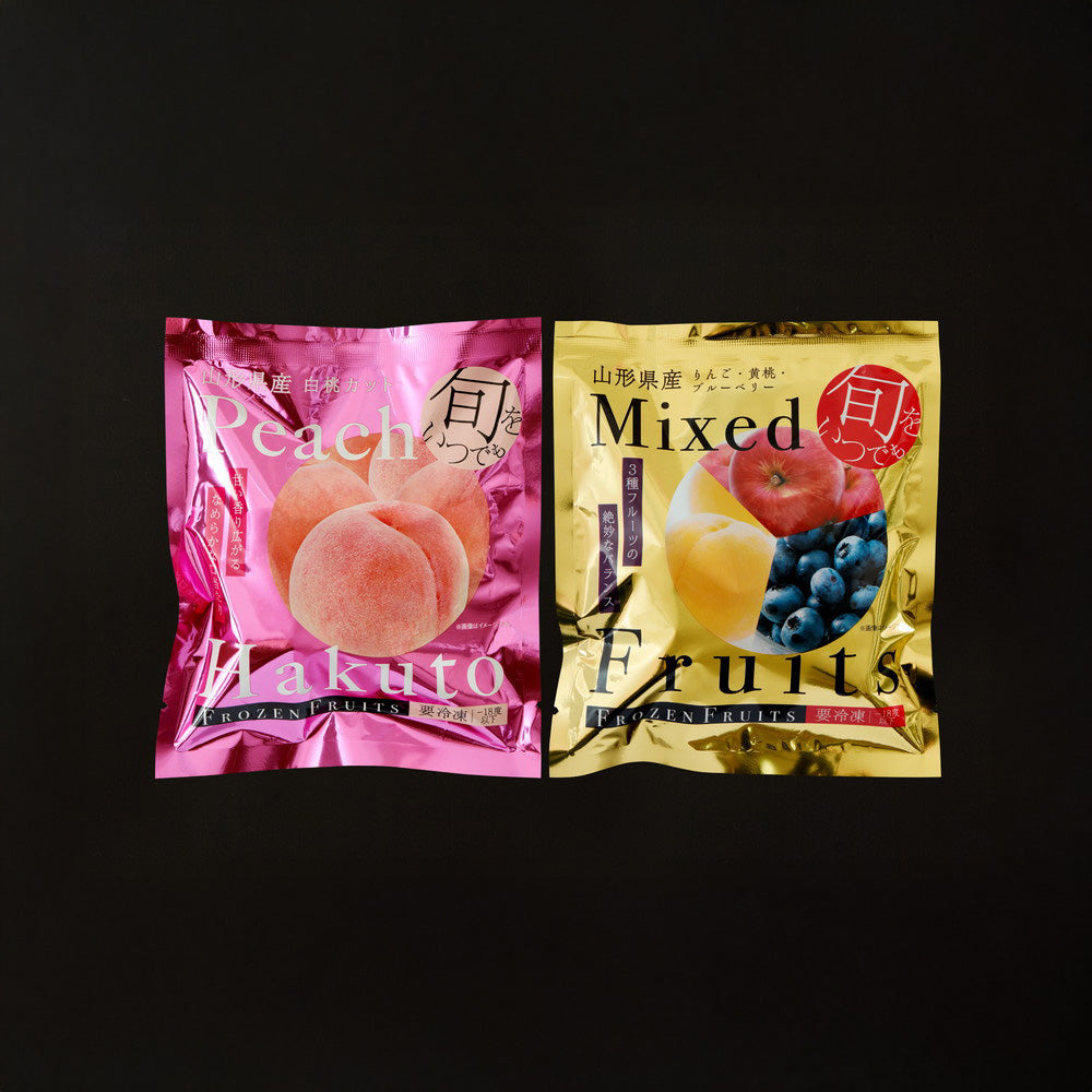「凍眠フルーツ」 山形 2種食べ比べ(白桃、ミックスフルーツ)