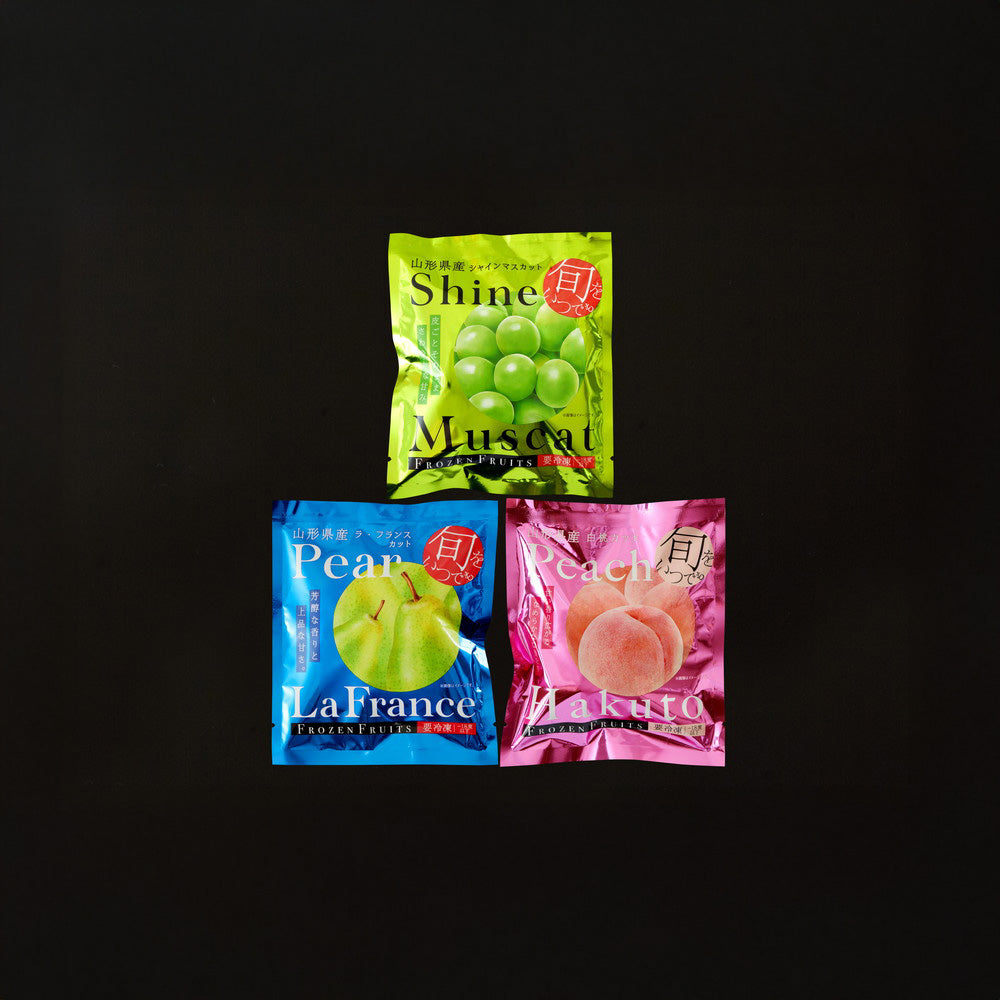 「凍眠フルーツ」 山形 3種食べ比べ(シャインマスカット、白桃、ラ・フランス)