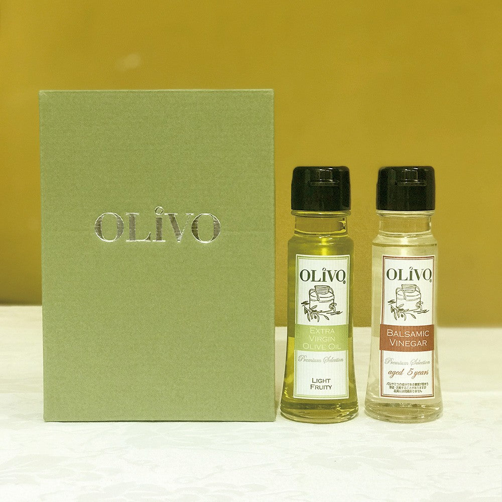 「OLiVO」オリーブオイルとモデナ産ホワイトバルサミコ酢セット(50ml×2本)