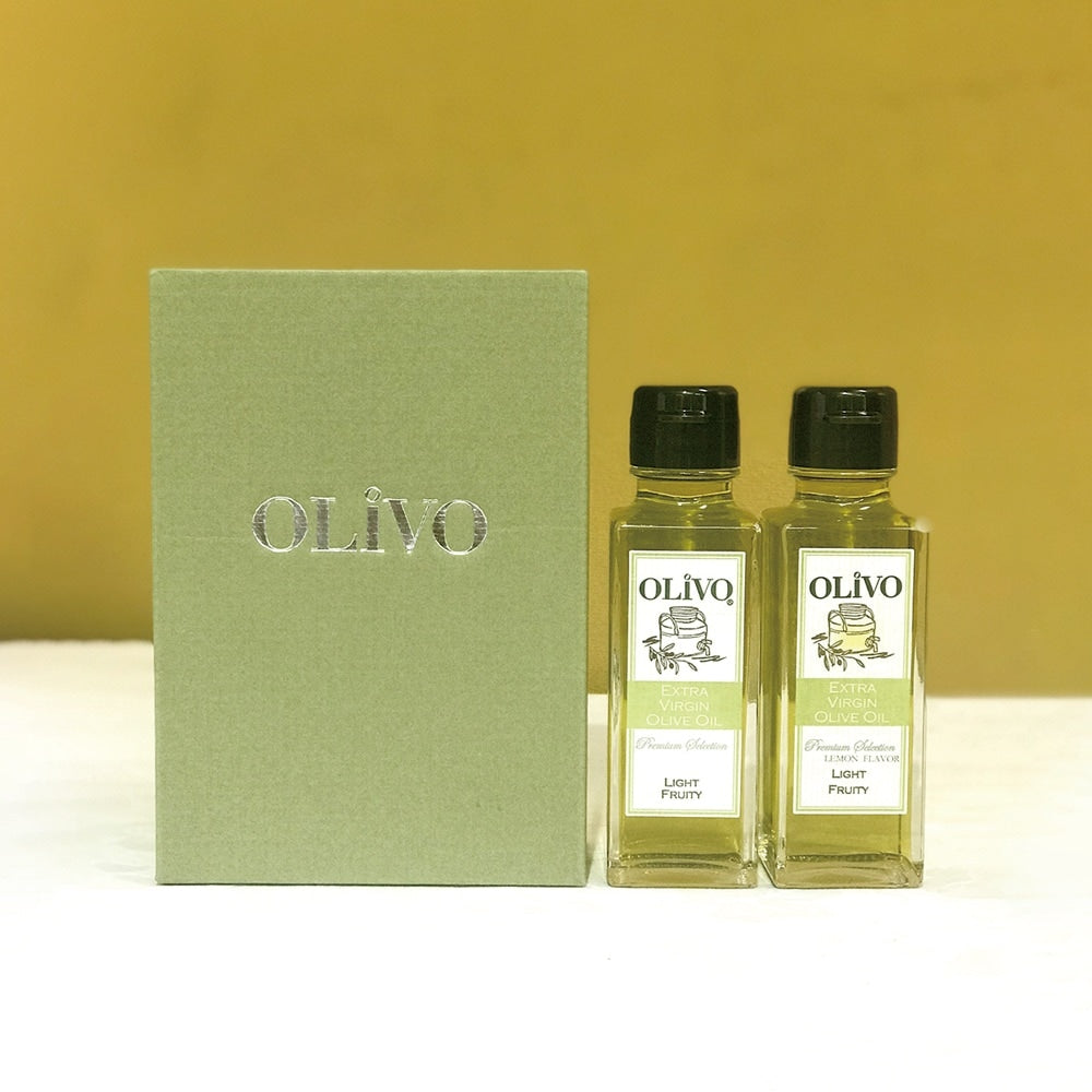 「OLiVO」オリーブオイルとレモンフレーバーオリーブオイルセット(100ml×2本)