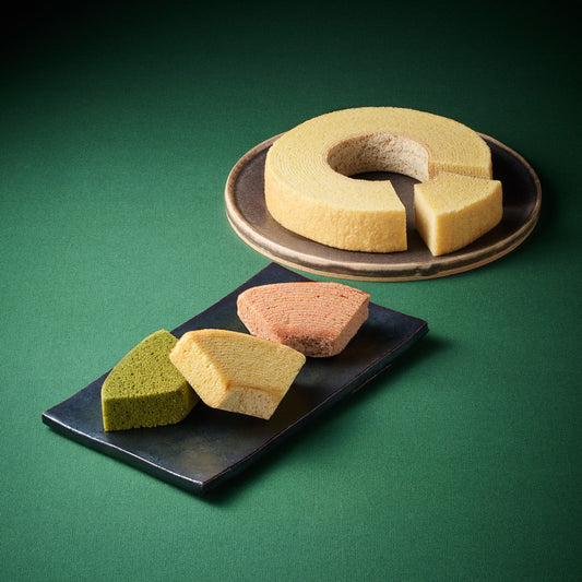 なだ万監修　絆のかさなりバウムクーヘン3種食べ比べ　大納言&宇治抹茶＆和三盆（12個）