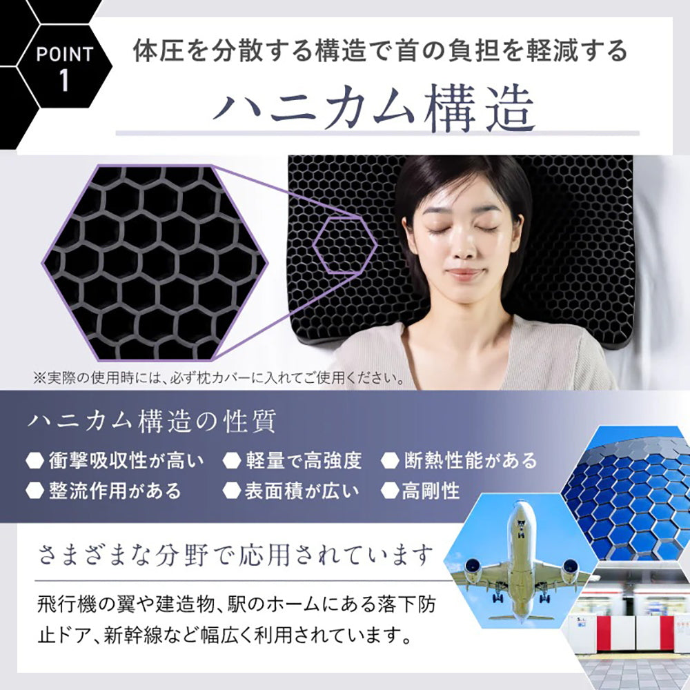 安眠ジェル枕・ハニカム構造 SOOMIN PILLOWブラック