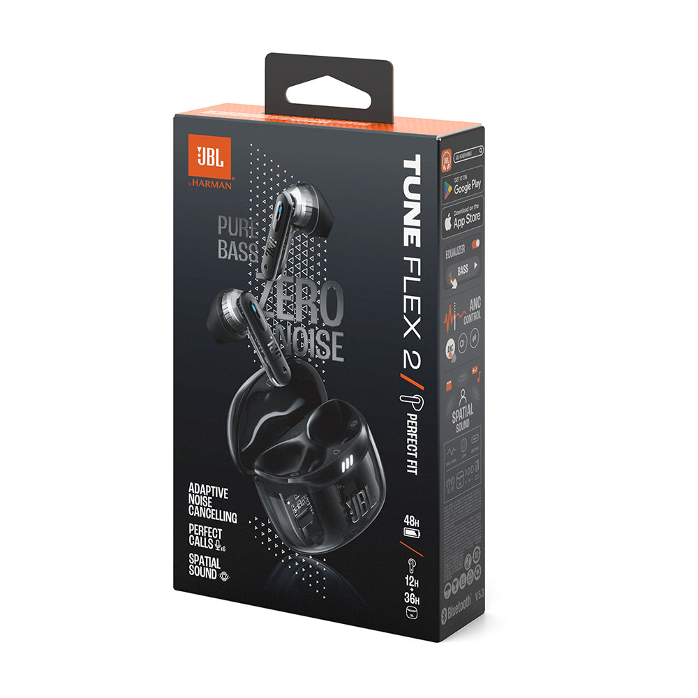 JBL　2ウェイハイブリッドノイズキャンセリング完全ワイヤレスイヤホン　Tune Flex 2 Ghost Edition　ブラック