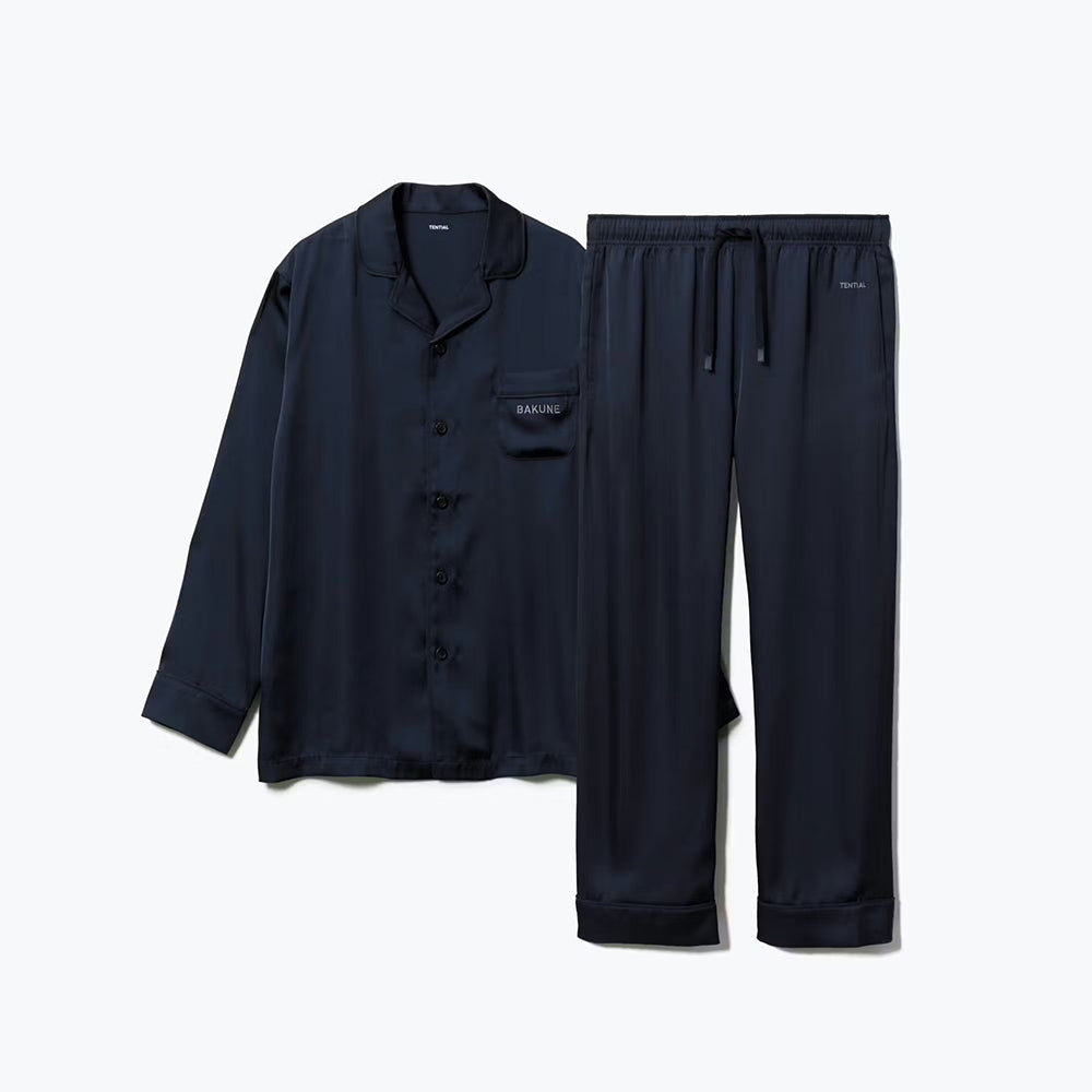 リカバリーウェア BAKUNE パジャマサテン上下(Unisex) ネイビーL