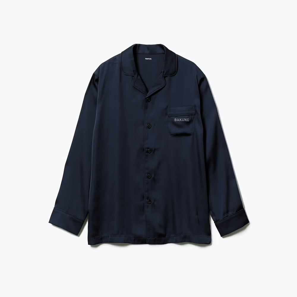 【母の日カード】 リカバリーウェア BAKUNE パジャマサテン上下(Unisex) ネイビーM