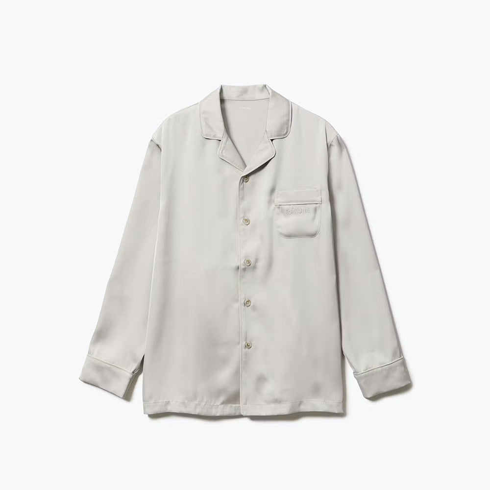 【母の日カード】 リカバリーウェア BAKUNE パジャマサテン上下(Unisex) グレージュM