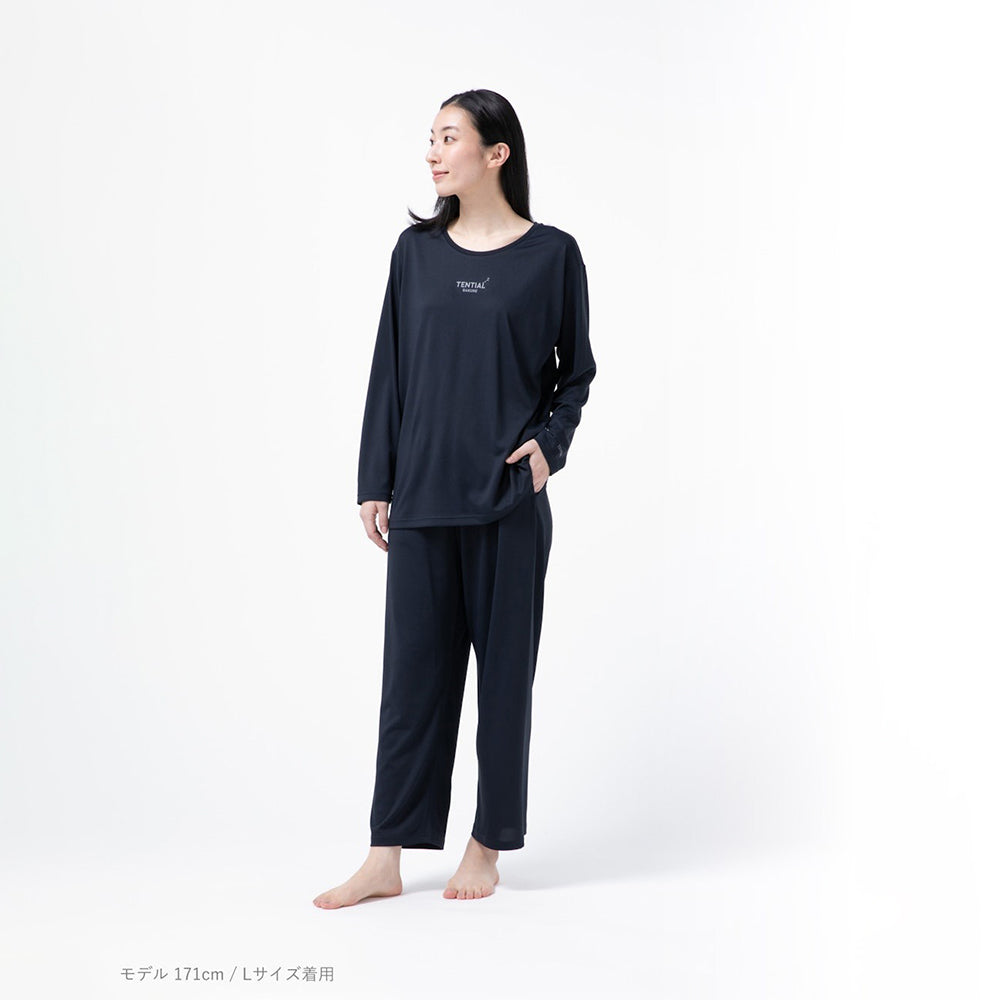 【母の日カード】 リカバリーウェア BAKUNE Dry Women’s　長袖上下セット ネイビーXL