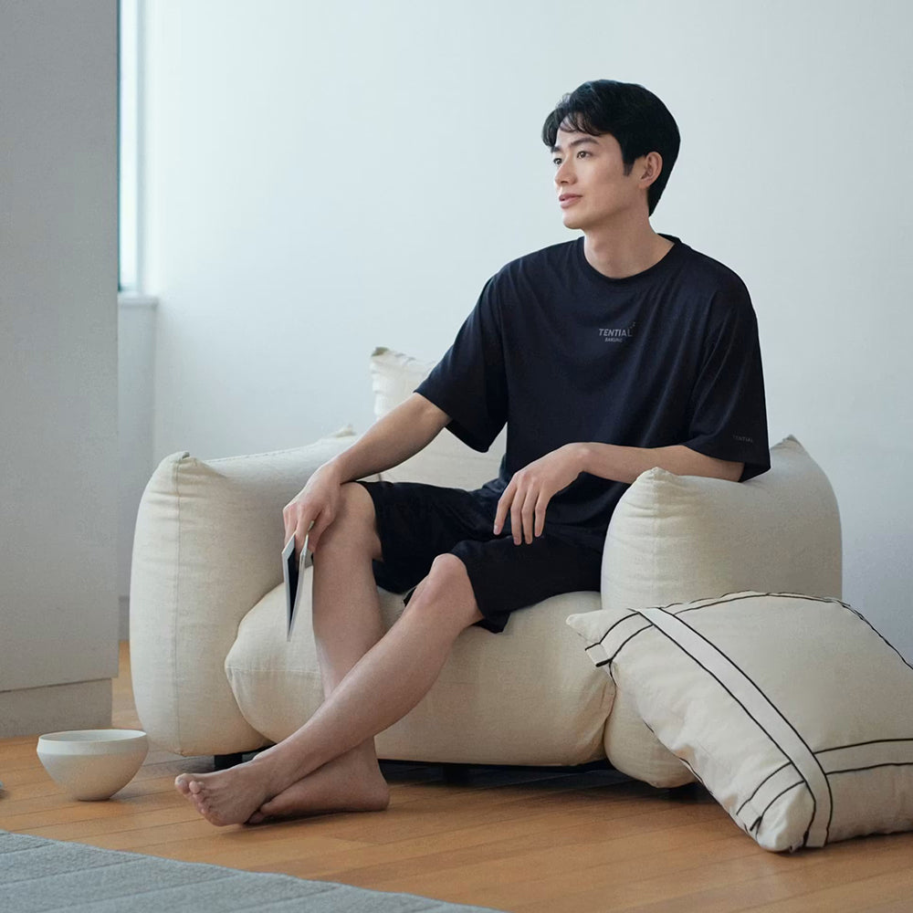 リカバリーウェア BAKUNE Dry Men's 半袖上下セット ネイビー M 【一般医療機器】