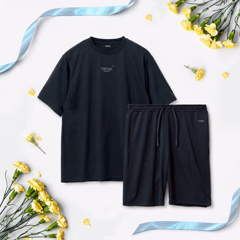 リカバリーウェア BAKUNE Dry Men's 半袖上下セット ネイビー L 【一般医療機器】