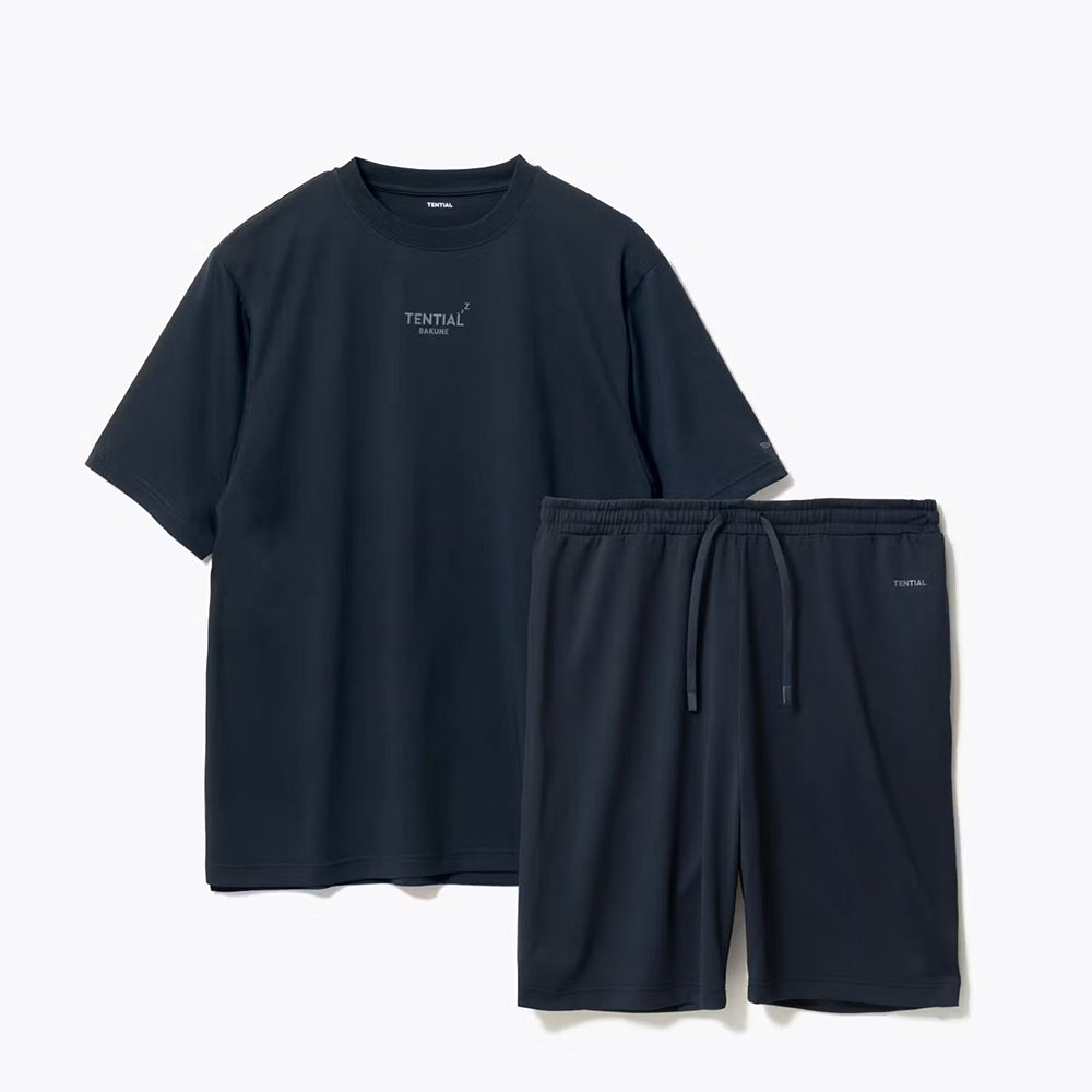 【父の日カード】 リカバリーウェア BAKUNE Dry Men's 半袖上下セット ネイビー L 【一般医療機器】