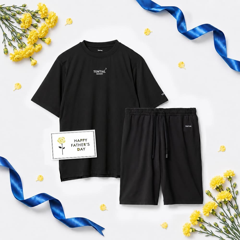 【父の日カード】 リカバリーウェア BAKUNE Dry Men's 半袖上下セット ブラック XL 【一般医療機器】