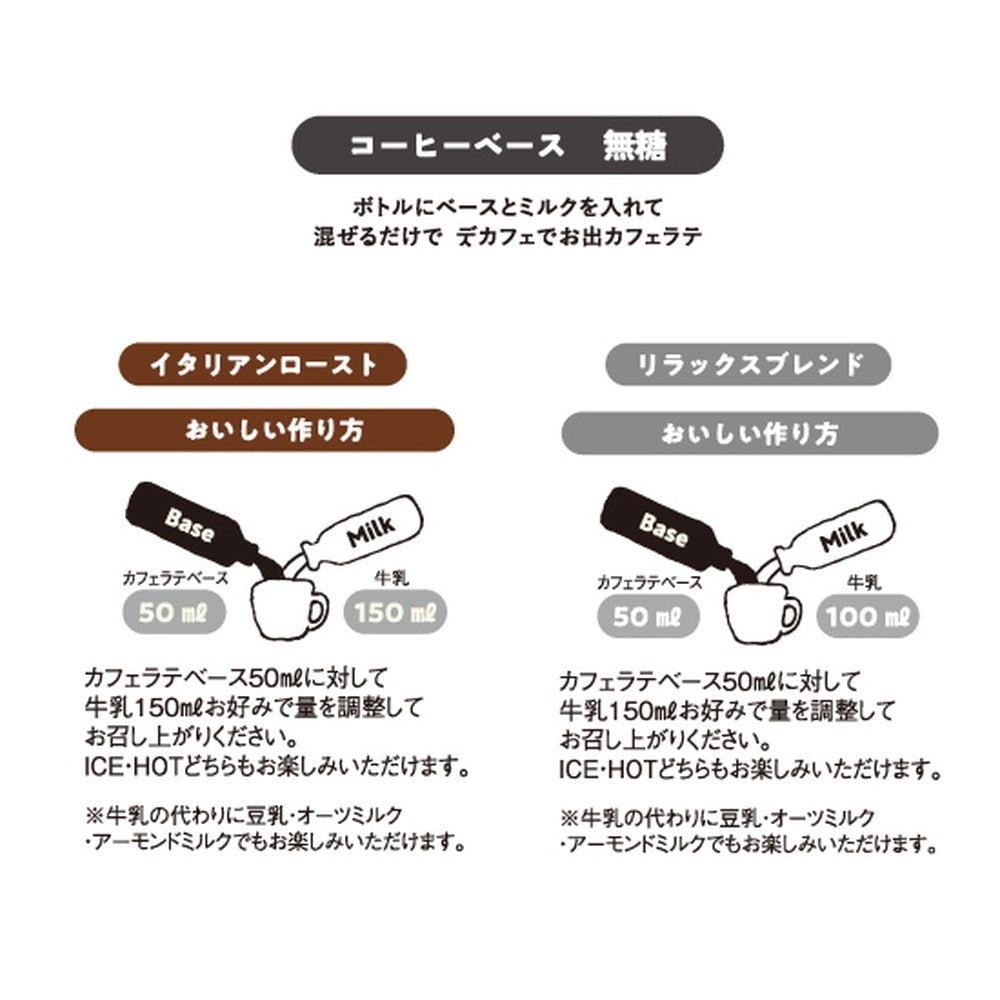 デカフェ専門イノセントコーヒー　オーガニックデカフェ MIilkBrew Bace（無糖２本セット）