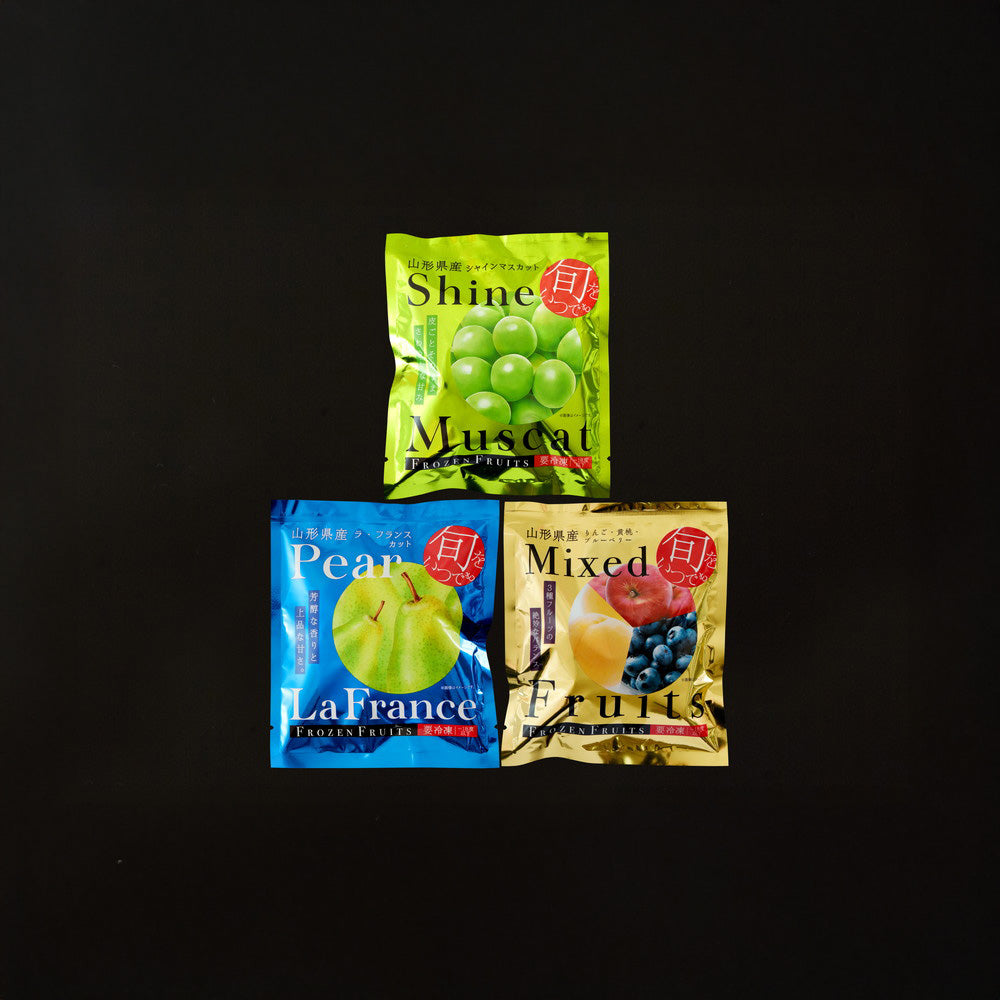 「凍眠フルーツ」 山形 3種食べ比べ（シャインマスカット、ラ・フランス、ミックスフルーツ）