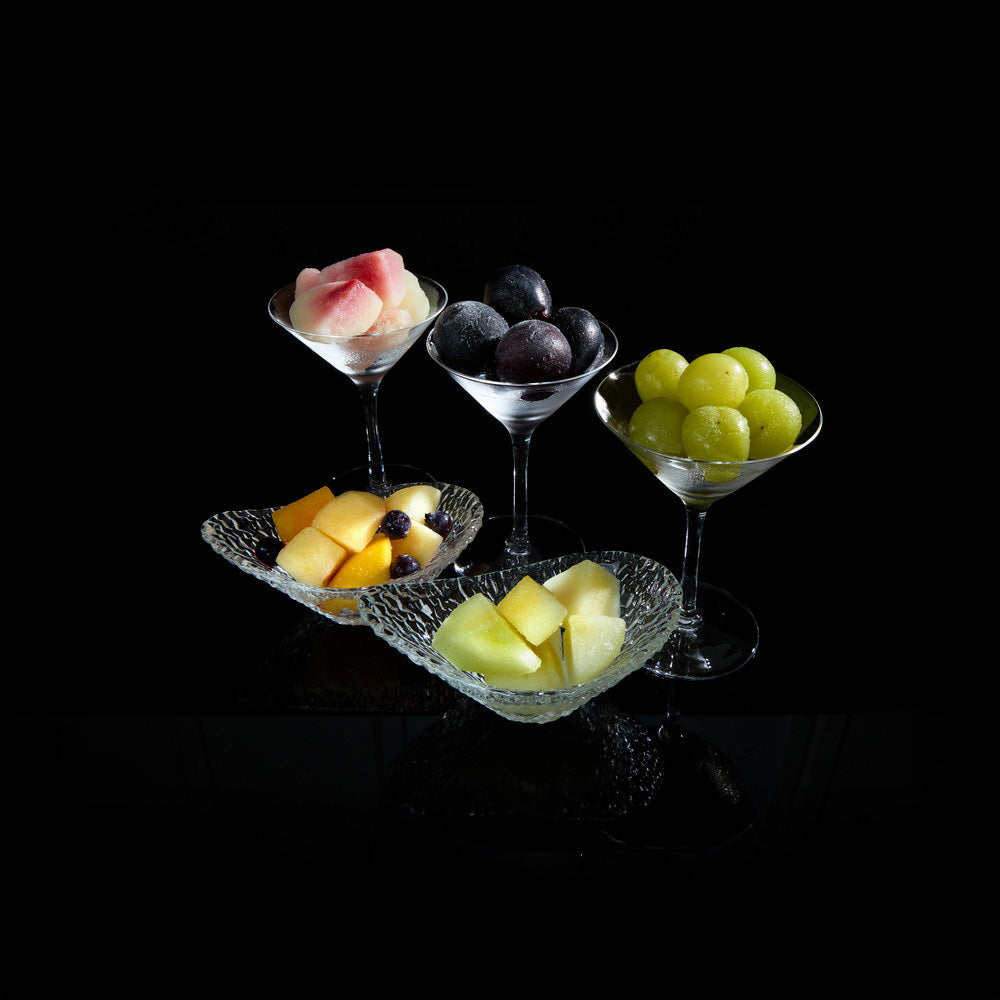 「凍眠フルーツ」　5種食べ比べ（シャインマスカット、白桃、ラ・フランス、ナガノパープル、ミックスフルーツ）