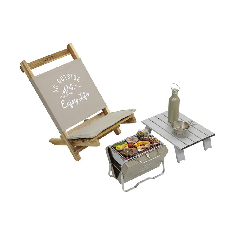 キャプテンスタッグ　モンテ V型卓上グリル （カーキ）