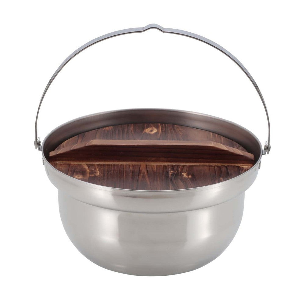 キャプテンスタッグ　木蓋付きキャンプ焚火鍋 22cm