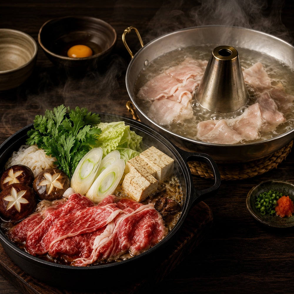 白老牛すき焼き＆知床ポークしゃぶしゃぶ