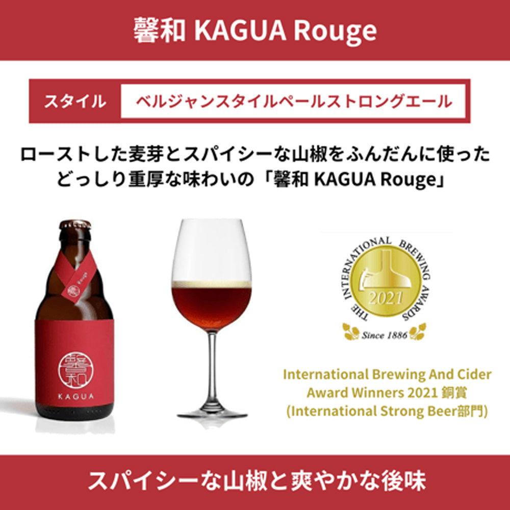 山梨発クラフトビール 馨和KAGUA(カグア)2種飲み比べ 4本(Rouge・Blanc)