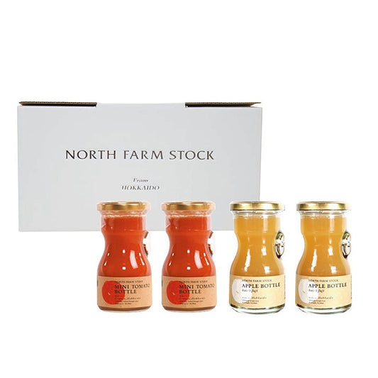 「NORTH FARM STOCK」北海道ミニトマト・リンゴジュース80ml [各2本セット]